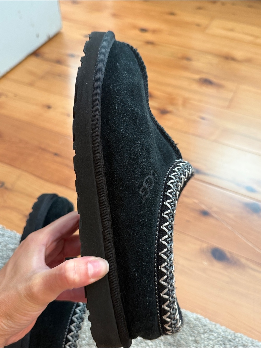 UGG Black Tasman size 9 Suede Slip-On Clog with Contrast Woven Collar - Picture 13 of 16
